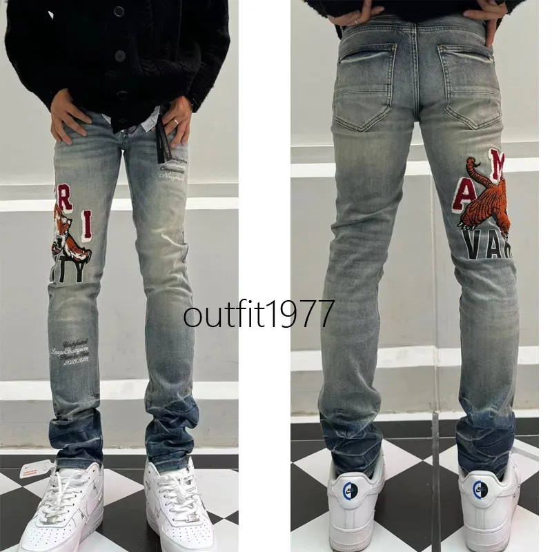 ksubi jeans men jeans aimis jeans ksubi jeans designer jeans American high street blue patch 2024 New Fashion Trend High quality Jeans