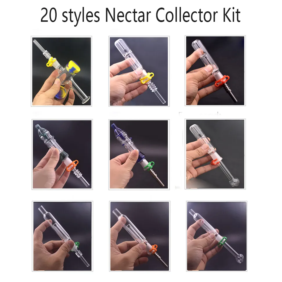 20 Styles NC Kit Mini Cam Bubbler Sigara Borular Filtre ile PERC DAB DAB Saman Yağ Donanları 14mm Erkek Cam Yağ Brülör Borusu ve Klipli En Ucuz