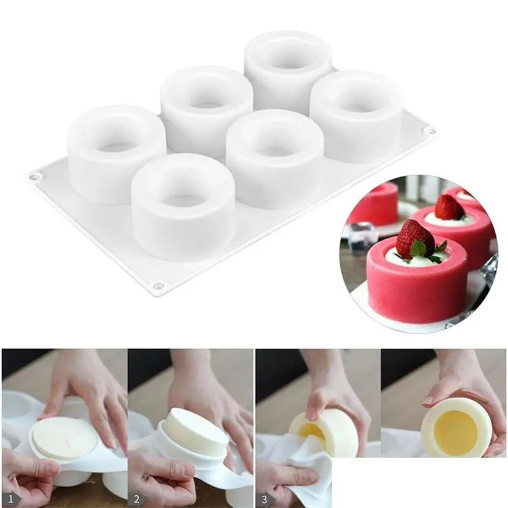 6 Moldes de moldes Sile 3D Buracos Pudding Cupcake Art Cake Mod Baking Mousse Chocolate Tools 220601 Drop Delivery 2022 Home Dh3op 22001