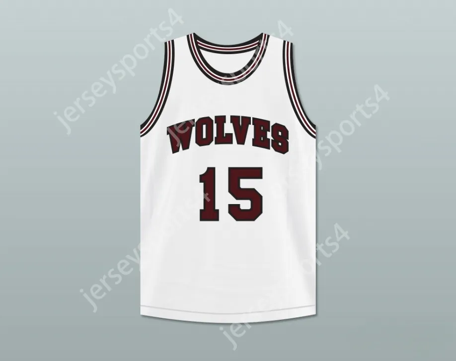 Anpassad valfri namnnummer Mens Youth/Kids Anthony Keller 15 Wolves High School White Basketball Jersey Top Stitched S-6XL