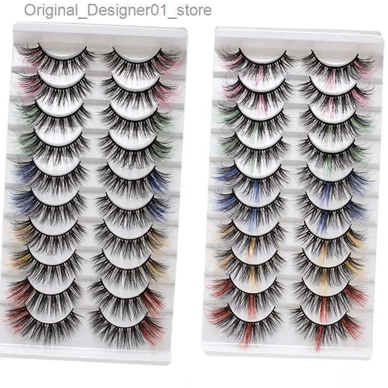 Faux cils neufs 5/10 paires de cils avec des cils colorés de 8 à 16 mm 3D vis cils de vison réutilisables duvelu à rayures colorées