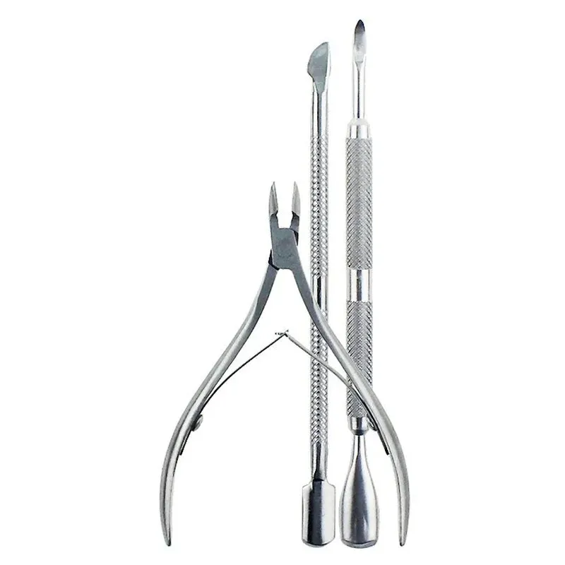 2024 Cutter Nipper Clip Cut Ensemble 3 PCS Pusteurs de cuticules à ongles en acier inoxydable Spoon Cisseur à ongles Outils de déménagement de la peau morte pour les femmes pour les outils de cuticule en acier inoxydable