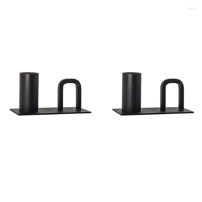 Candle Holders 2Pcs Wrought Iron Holder Base Black Stand Suitable For Wedding And Dining Table