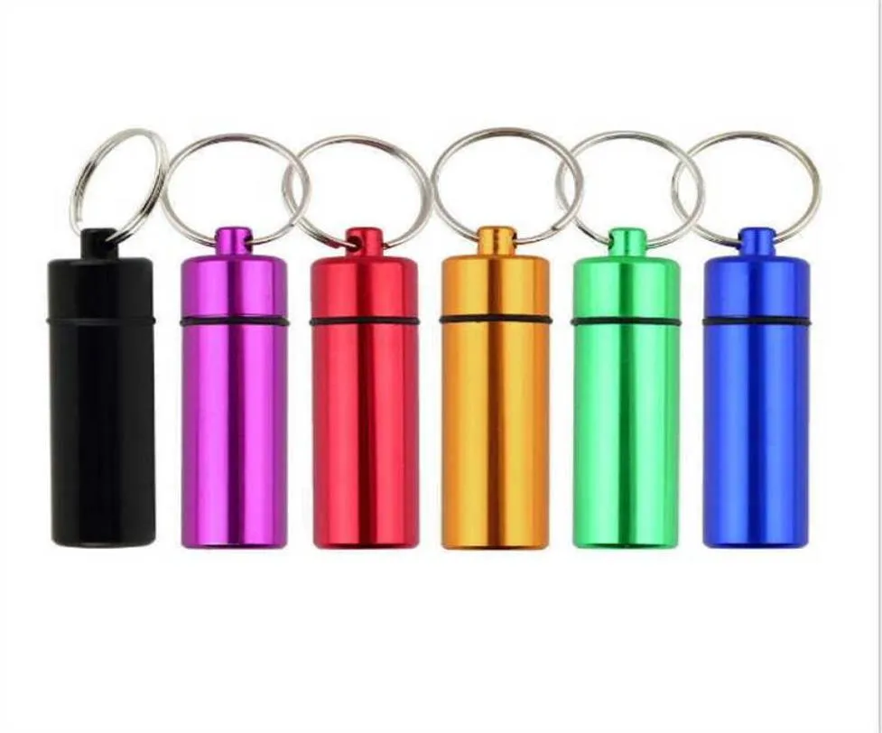 Porta della catena chiave in alluminio per pillola impermeabile Bottle Bottle Keychain Jar stoccaggio Accessori per fumare 2347373