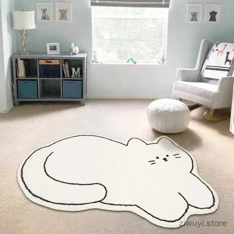 Dywany Śliczne koty dywan w sypialni mata dywanów kawaii nieregularna strefa nocna dywan bez poślizgu do robienia robienia furry mata alfombra