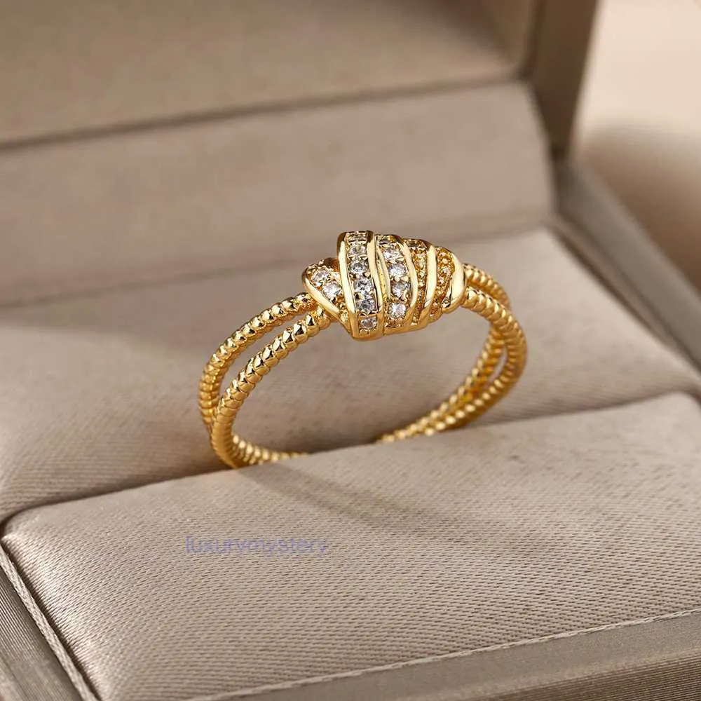 Zirkonkreuzpapierringe für Frauen Edelstahl Verstellbarer Fingerring Femme Hochzeit ästhetischer Valentinstag Schmuck Geschenk Anillos Anillos