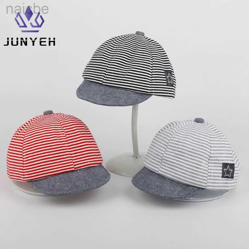 Caps Hats Hats Classical Cotton Childrens Stripe Peaks Caps Summer Baby Boys Girls Sun Hut Baseballkappe für Kinder 5-24 Monate D240425