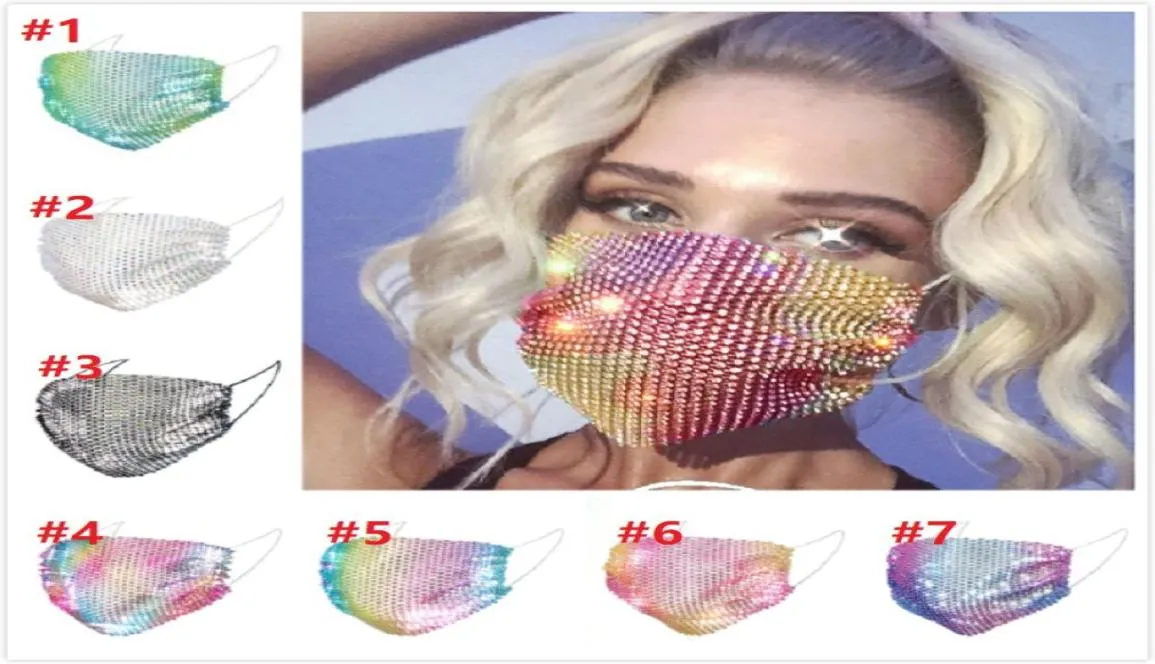 Glitter bling bling pailletten gezicht masker stofdichte wasbaar winddicht herbruikbaar gezichtsmasker elastische earroop ademende nachtclub mask2810016