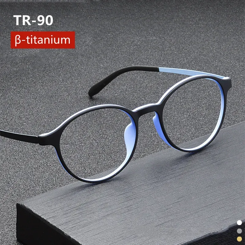 Рамка Новые круглые фремефотохромные очки для чтения мужчины женщины против синего света пресбиопия очки + 0 0,5 0,75 1,25 1,75 2,25 2,75 5,0