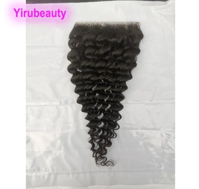 Malezyjskie ludzkie włosy 5x5 koronkowe zamykanie głębokiej fali Kinky Curly Water Curly Lose Fala Top Zamknięcia Trzy środkowe część 8931473