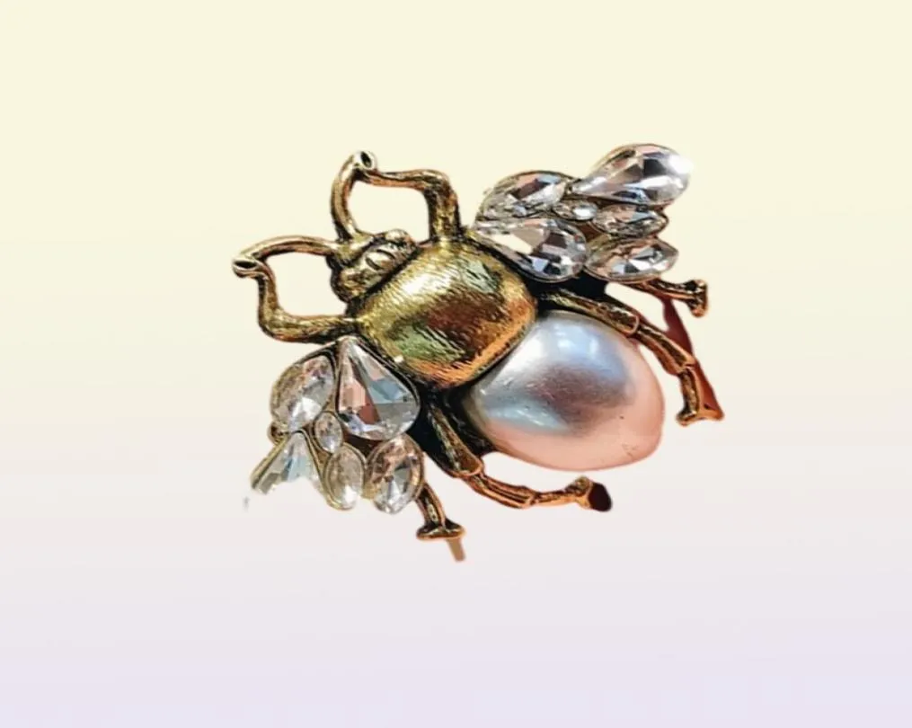 Vintage symulowane pierścienie palców Pearl Bees dla kobiet geometrycznych kryształowych pierścień Anillos Mejr żeńska biżuteria gotycka5563443