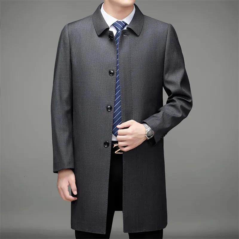 Spring Long Style Men Men Business Male Trench Coat Mens Casual Windbreakers Male Vestes de bonne qualité Men Taille M-4XL 240419