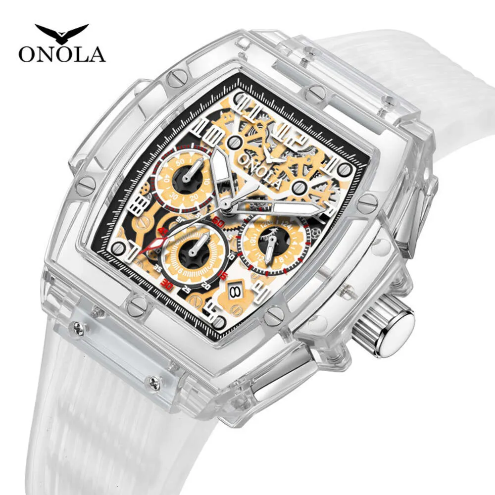 Fashionable Transparent Wine Barrel Design ONOLA Men's Quartz Watch Waterproof Tape Student Watch