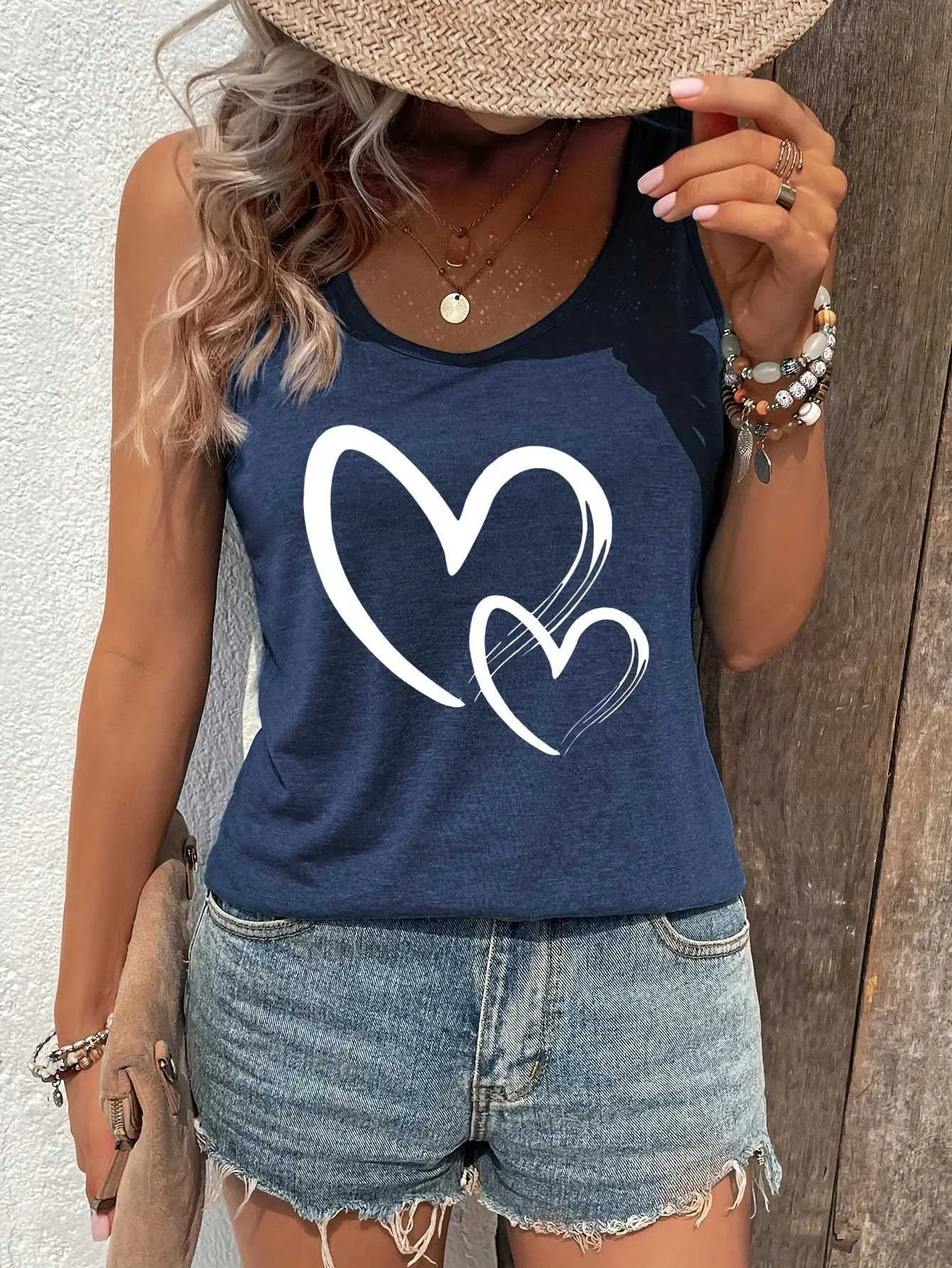 Tanks pour femmes Camis Nouveaux femmes imprimées d'amour gilet sans malise