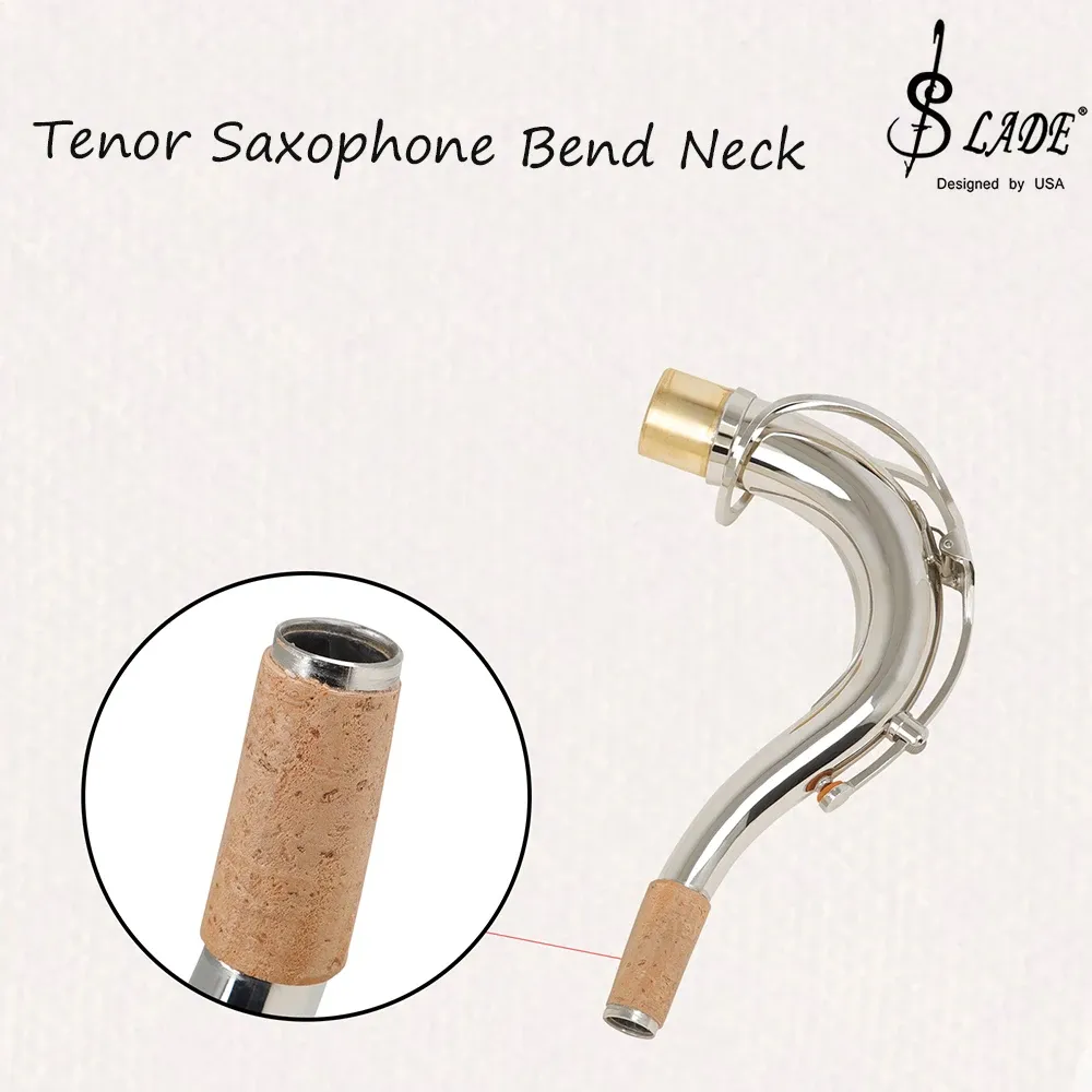 Saxophone High Quality Tenor Saxophone Bent Neck Brass Silver Plated Extended Tenor Bent Neck Woodwind Replacement Accessories Parts