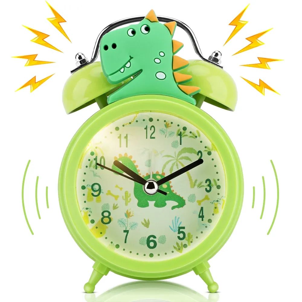 Clocks Kids Alarm Clock Cute Dinosaur Unicorn Desk Clock Double Bell Clock with Backlight Alarm Clock For Children Sleep Trainier Gifts