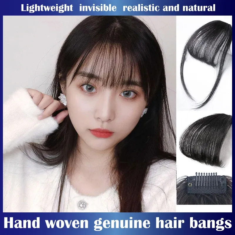 Bangs Air Bangs Human Hair Styling Tools Hair Clipin Extension Hår Fake Fringe Natural False Hairpiece Women Clip in Bangs