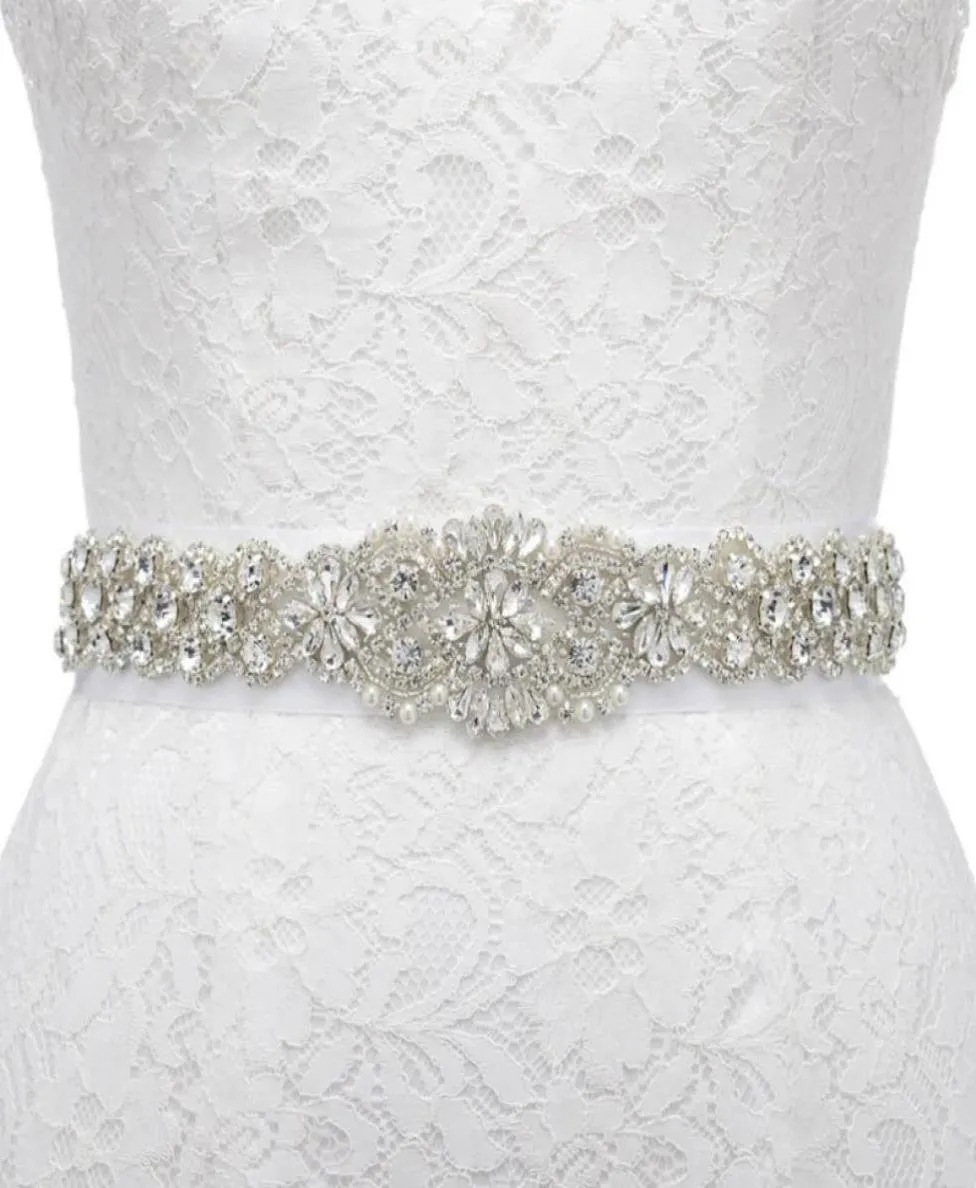 Ceintures de conception de fleur en cristal Rinestone Applique Iron sur ruban Bridal ceinture robe de soirée Sashbelts7495214