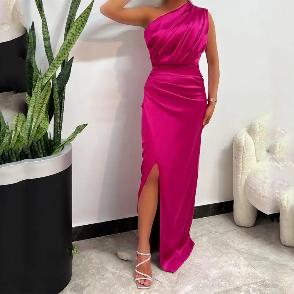 open lace back dress Nox Anabel JE931W White Wedding Dress Formal Tea Length One Shoulder A line  Satin Reception Gown