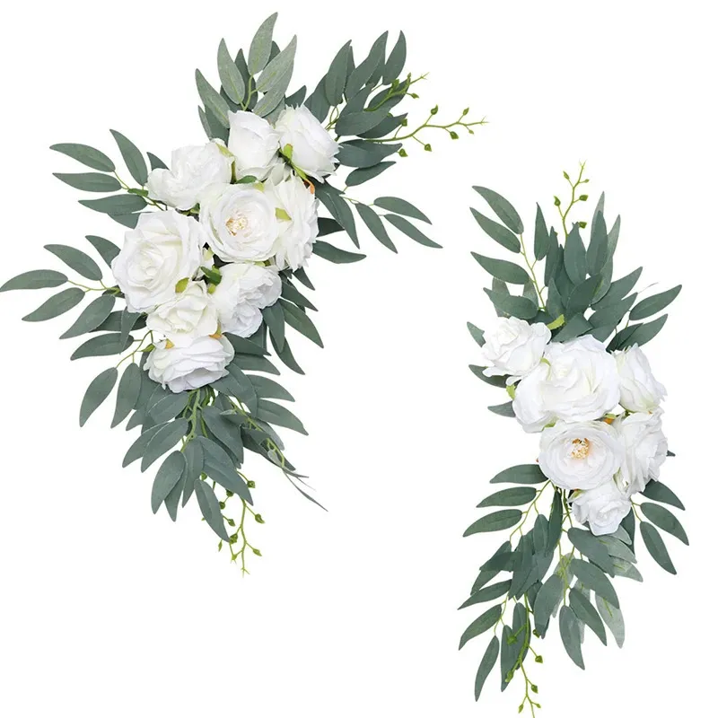 2pcs Fleurs de mariage artificielles suspendues Garland Welcome Sign Force de décoration Party Arches Fake Flowers Window Affichage Floral 240415