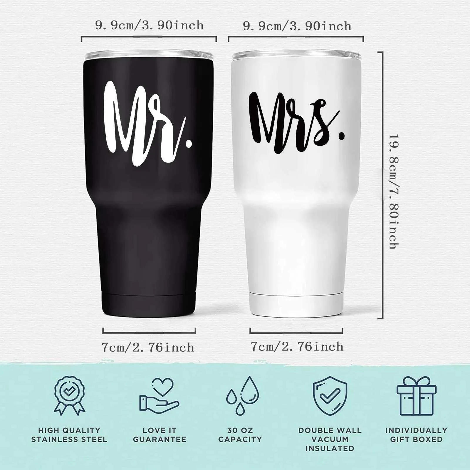 Gobelers 22oz MR et Mme Wine Tubler Set pour couples Isulated Travel Wedding Engagement Gift / Set H240425
