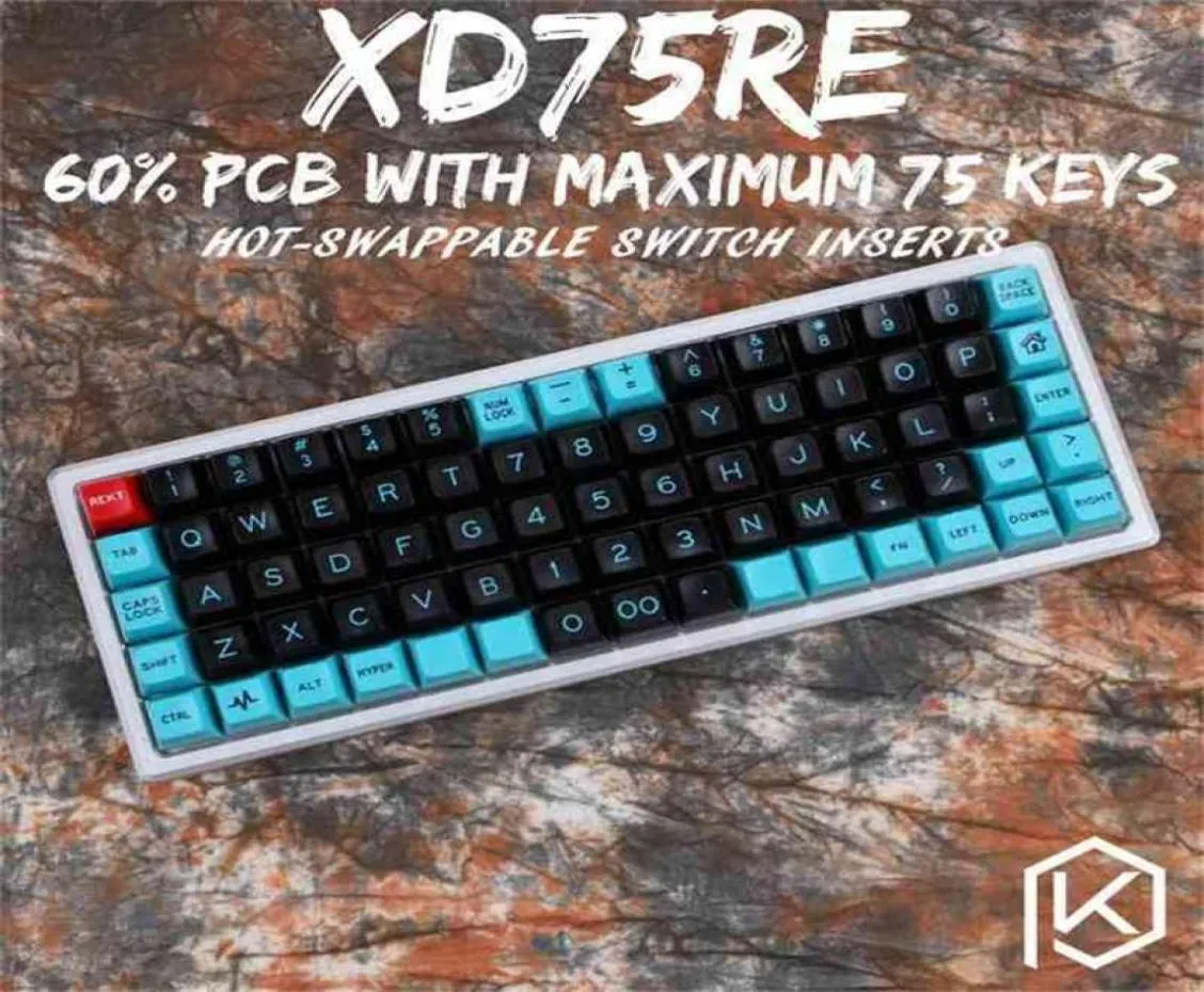 xd75re xd75am xd75 Custom Mechanical Keyboard 75 keys Underglow RGB PCB GH60 60 programmed gh60 kle planck swappable switch 21064283866