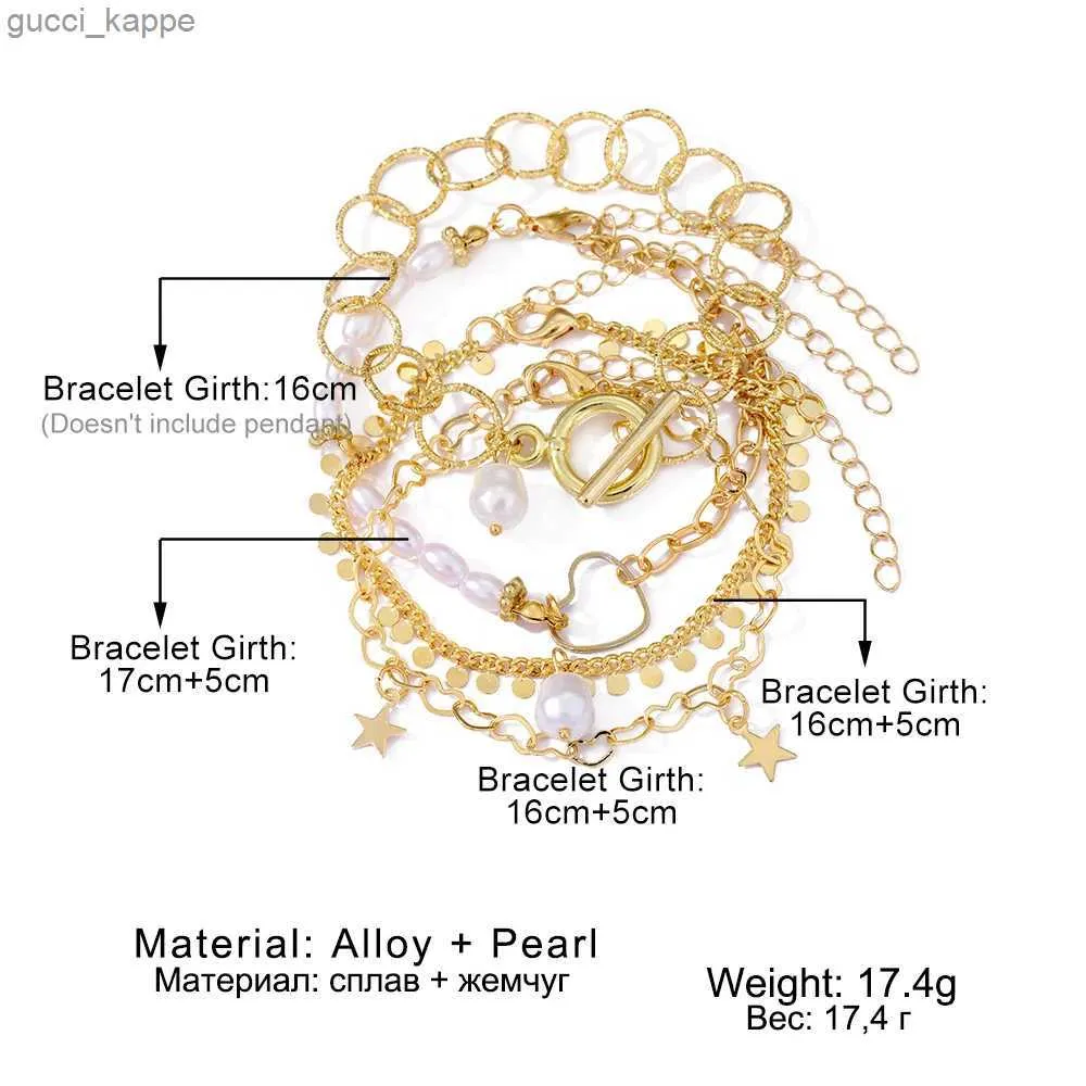 Бисера Iparam Уникальные элегантные жемчужные кусочные браслеты Bohemia Geometry Love Chain Браслеты устанавливают роскошные женские ювелирные подарки