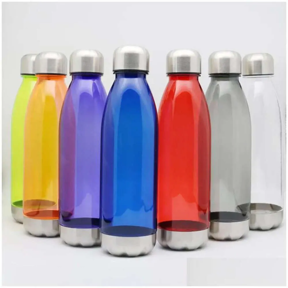 Kola şişeleri 750ml su spor şişe şekli tritan zilsiz plastik yeniden kullanılabilir şişe ile paslanmaz çelik sızıntı geçirmez TW DHQC1