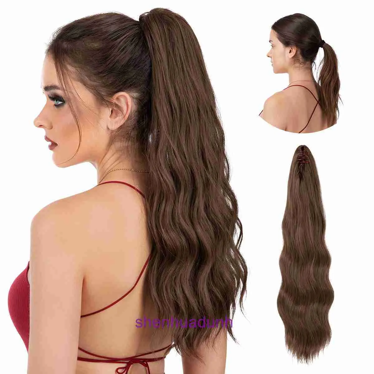 Perruques Femmes Human Hair Wig féminité mince bouclée curly simulation Natural Grip Style High Pony Pony