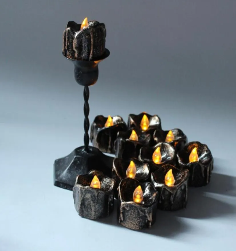 Party Decoration Halloween Black Flameless Candles Flash LED Batterisdrivna Lätt ljus5320241