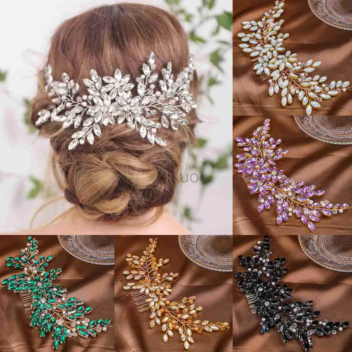 Wedding Hair Jewelry Luxury Gold Silver Color Women Hair Combs Wedding Bridal Hair Accessories For Women Crystal Rhinestone Head Jewelry d240425