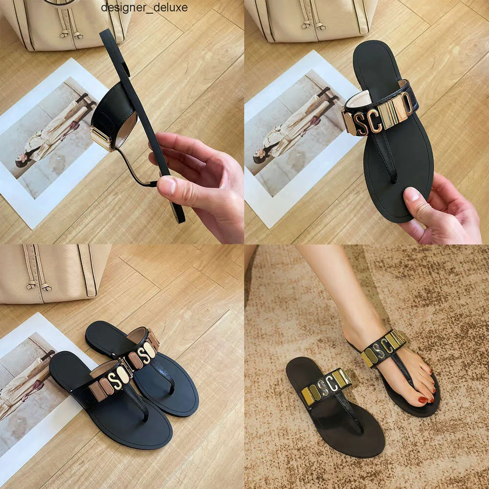 最高品質のMo Schino Slippers Sandal Mens Summer Sliders Beach Thong Flip Flops Luxury Designer Cusidol ShoesセクシーなスライドプールレディースフラットヒールサンデールWhole W775