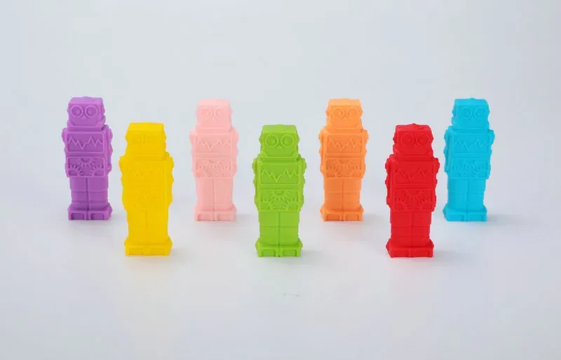 Robot Chewy Pendant Silicone Oral Sensory Chew Necklace Baby Teethers Robot Pencil Topper Teething Toy Buddy Sensory Chew Aid