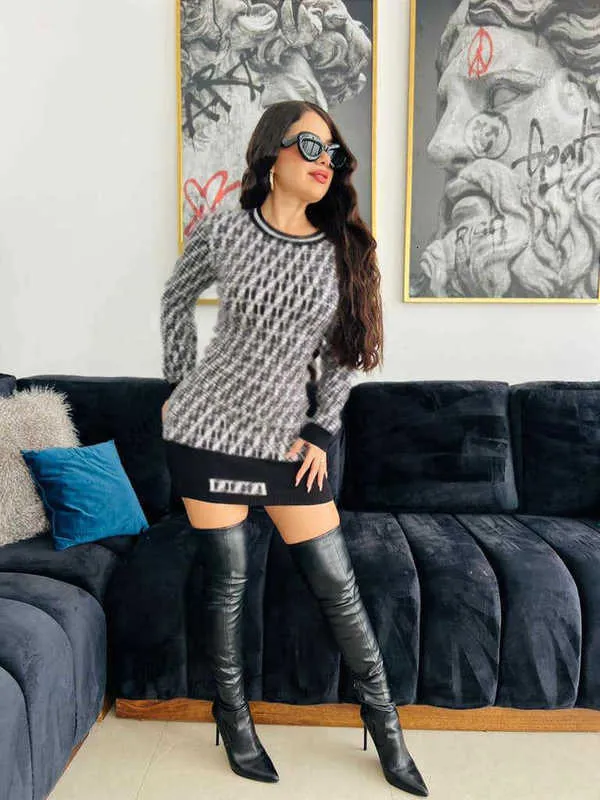 Basic & Casual Dresses designer M4038 Women's Autumn and Winter New Knitted Temperament Sexy Wrapped Hip Dress ZXHZ