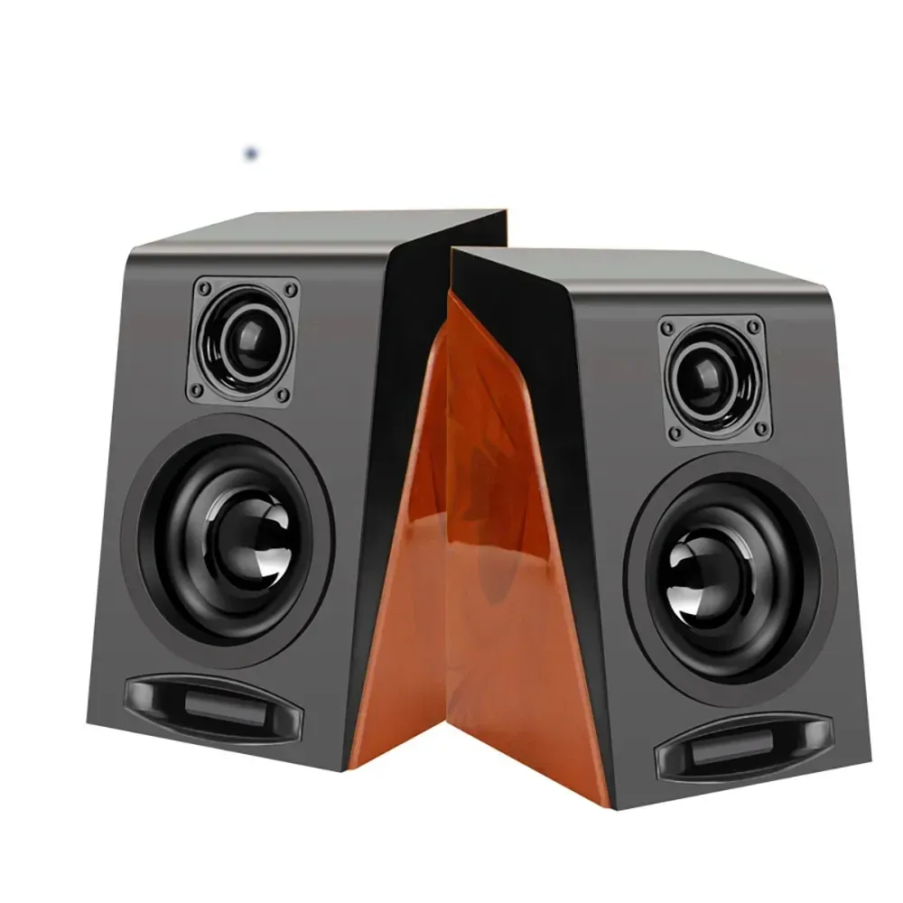 Haut-parleurs Endeurs de grain de bois câblées USB Bass stéréo Subwoofer Boîte de son AUX Entrée en haut-parleurs pour les téléphones PC de bureau