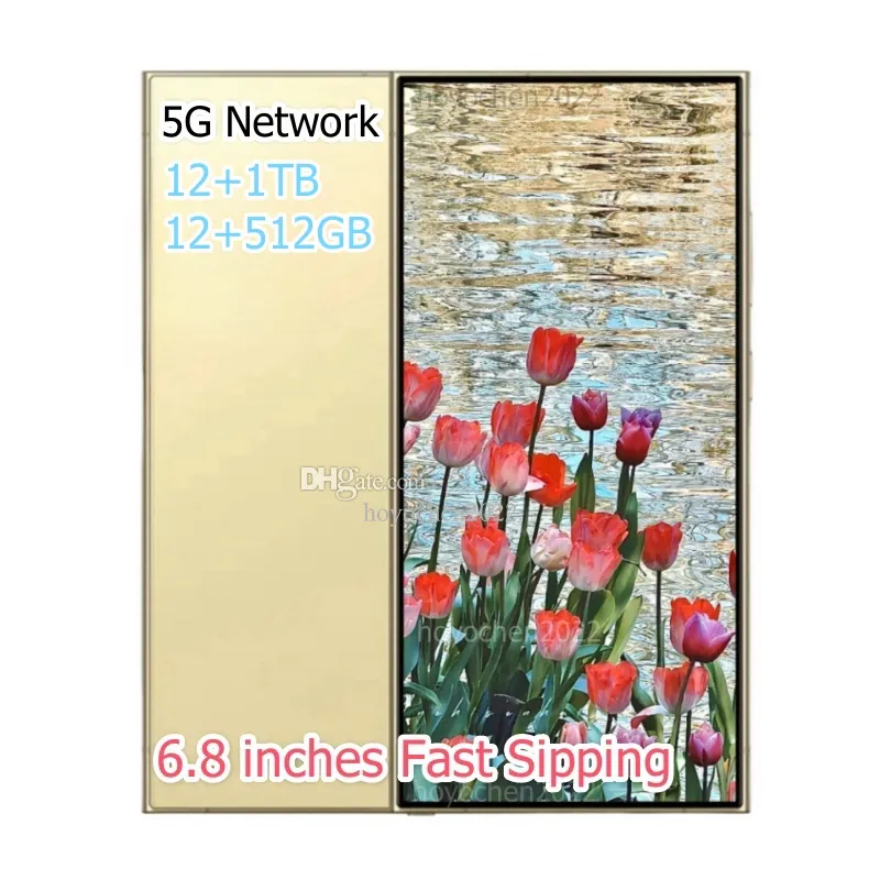 S24 Ultra 6,8 дюйма 5G Смартфон S23 4G Разблокированный 6 ГБ 128 ГБ с сенсорным экраном мобильного телефона Octa Core 1TB 512 ГБ Полнократный отпечаток пальцев Android распознавание лица 13 -мегапиксельная камера GPS