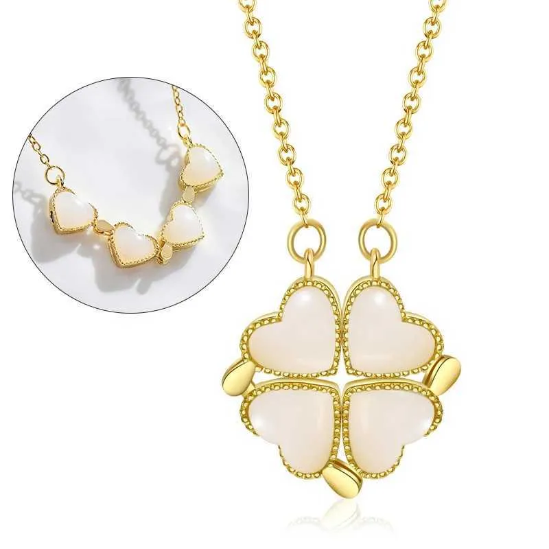 Collane in acciaio inossidabile 316L con ciondolo magnetico per donna, girocollo a forma di cuore, collana aperta con cristalli_voghion.com