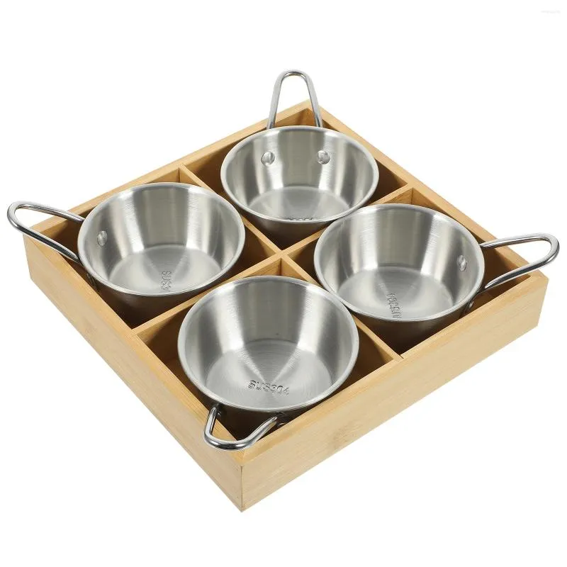 Ensembles de vaisselle assiette de compartiment en pot de service de cuisine de cuisine de cuisine bœuf plateau domestique en bois