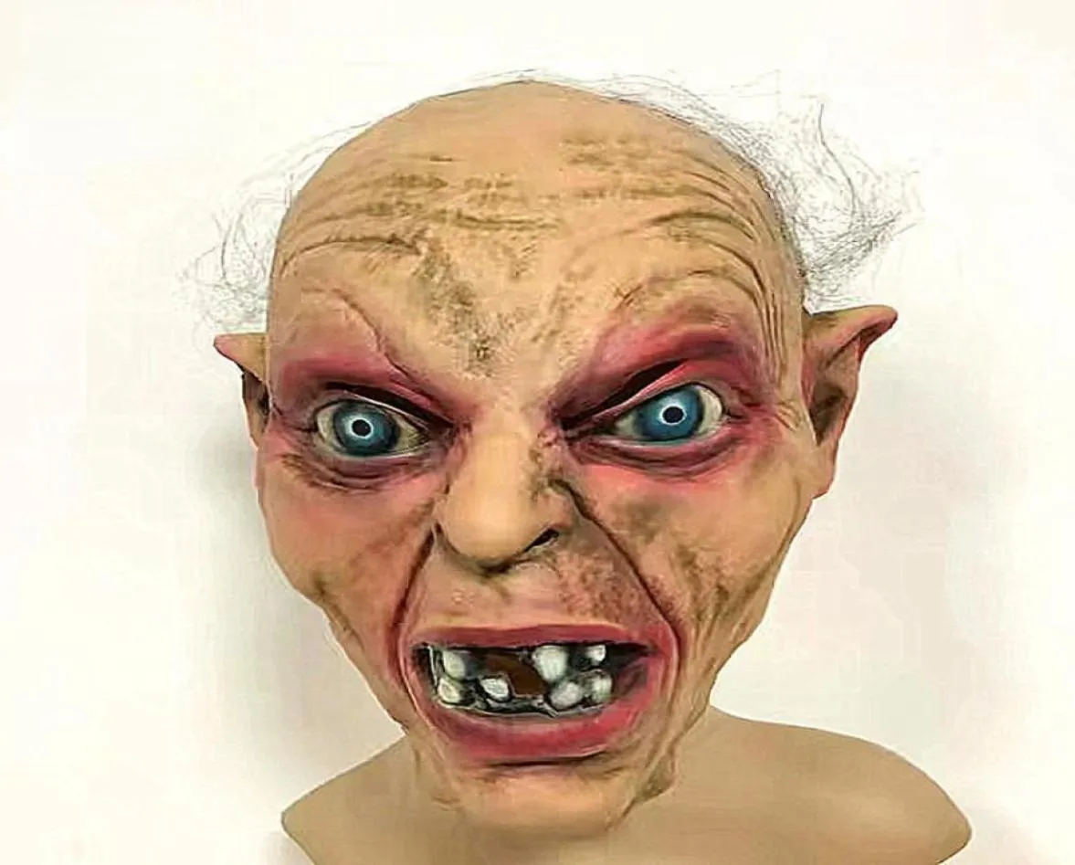 Gollum Lateksowa maska ​​dla dorosłych Cosplay Akcesoria Halloween Terror Partia HEPARY SCARYS MASK 2207251586725