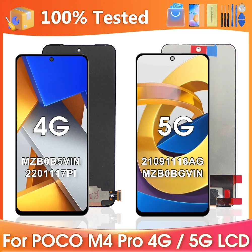 Pantallas Super AMOLED para la pantalla táctil de visualización LCD LCD Xiaomi Poco M4 Pro 4G para las piezas de reemplazo del ensamblaje del digitalizador Xiaomi Poco M4 Pro 5G