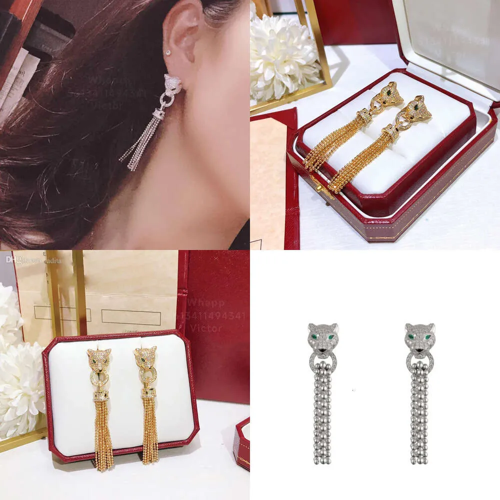 Panthere Series Fręgle Kolczyki dla kobiet projektantek Emerald Diamond Gold Gold Top Quage Fashion Prezent Oryginalna jakość