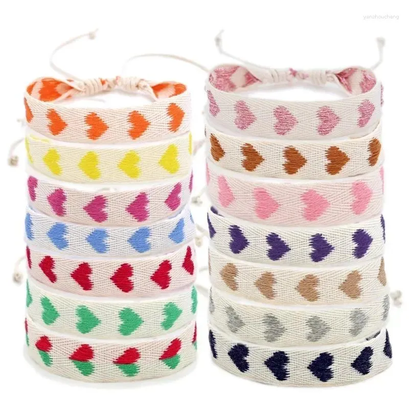 Braccialetti di fascino Multicolore Rope Lucky Heart Donne uomini intrecciati braccialetti fatti a mano intrecciati Pulseras per gioielli dolci regolabili