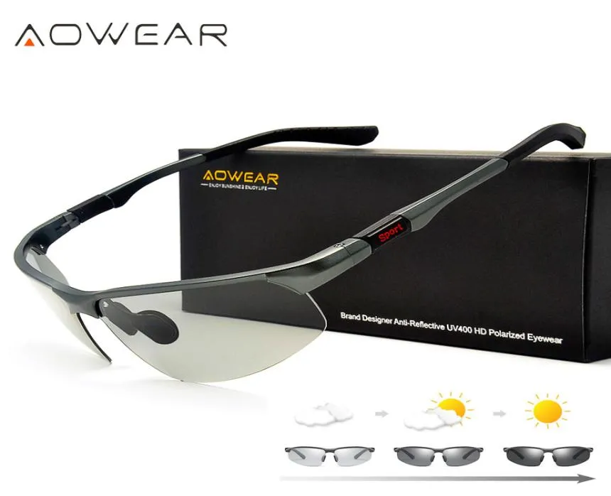 Aowear pochromic przeciwsłoneczne okulary mężczyźni spolaryzowane szklanki kameleonu męskie zmiana kolorowe okulary słoneczne hd dzień noktowizia jazda okulary 7519921