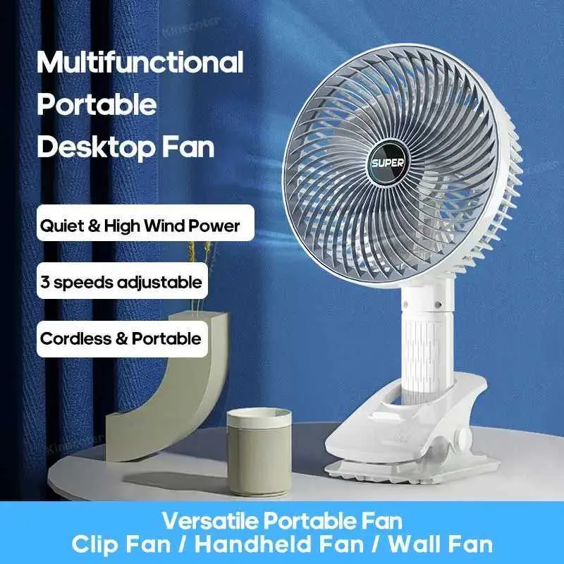 Autres appareils Ventilateur de bureau portable avec clip et charge sans fil 1200mAh ventilateur de ventilation refroidisse