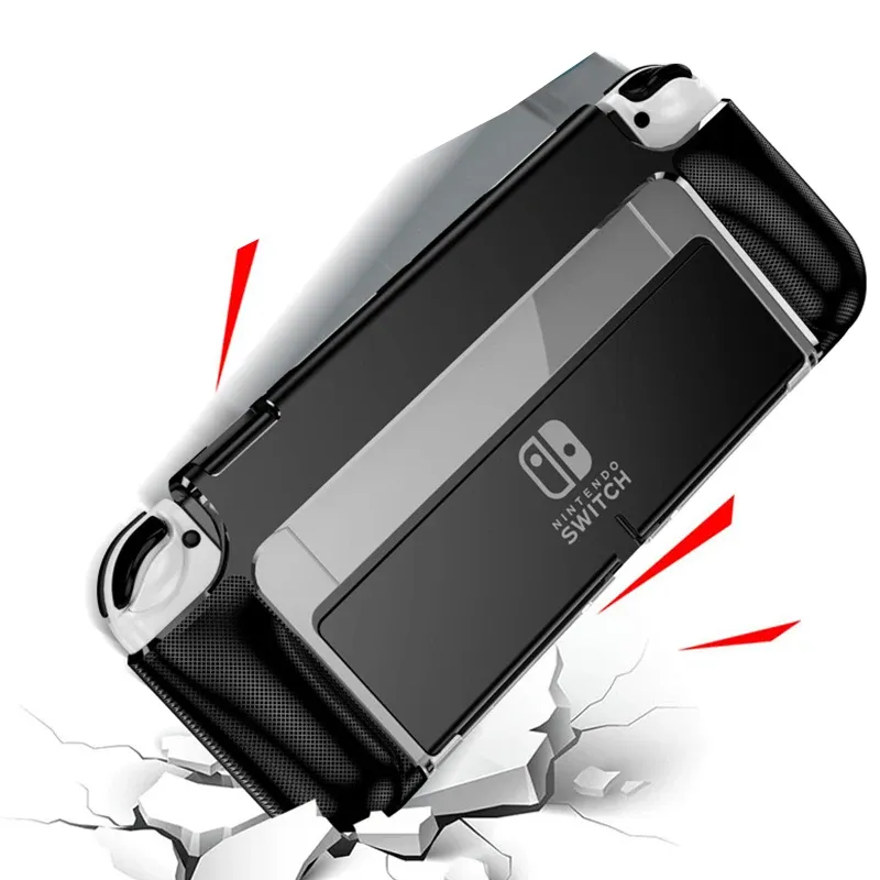 Fall Silikon TPU -fall för Nintendo Switch OLED SHOCK SKOT SKYDD Täck Skal ergonomiskt handtag grepp för switch OLED -tillbehör