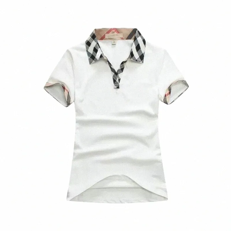 Designer kvinnor polos skjorta kort ärm t-shirt pläd bekväm v krage andas sommar gata strand fritid kvinnor t-shirt vanlig färg toppkvalitet l9lk#