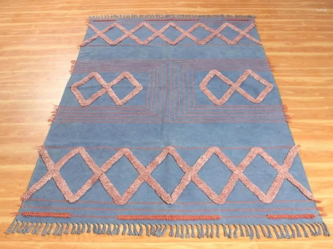 Carpets For Bed Room Large Rug Geometric Hand Tufting Print Cotton Runner 2.6x 8 Feet Area Floor