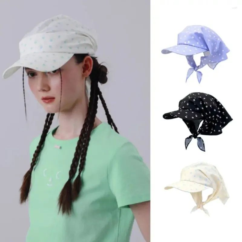 Visors Flower Printing Headscarf Caps Fashionable Sun-Proof Breathable Sunshade Cap Foldable Korean Versatile Sun Hats Ladies