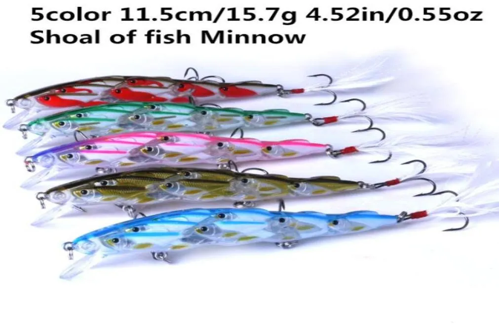 5PCS 115cm157g 452in055oz Shoal of fish Minnow 5color lure fishing bait Hard Baits Artificial Bionic Fish Highquality9028552