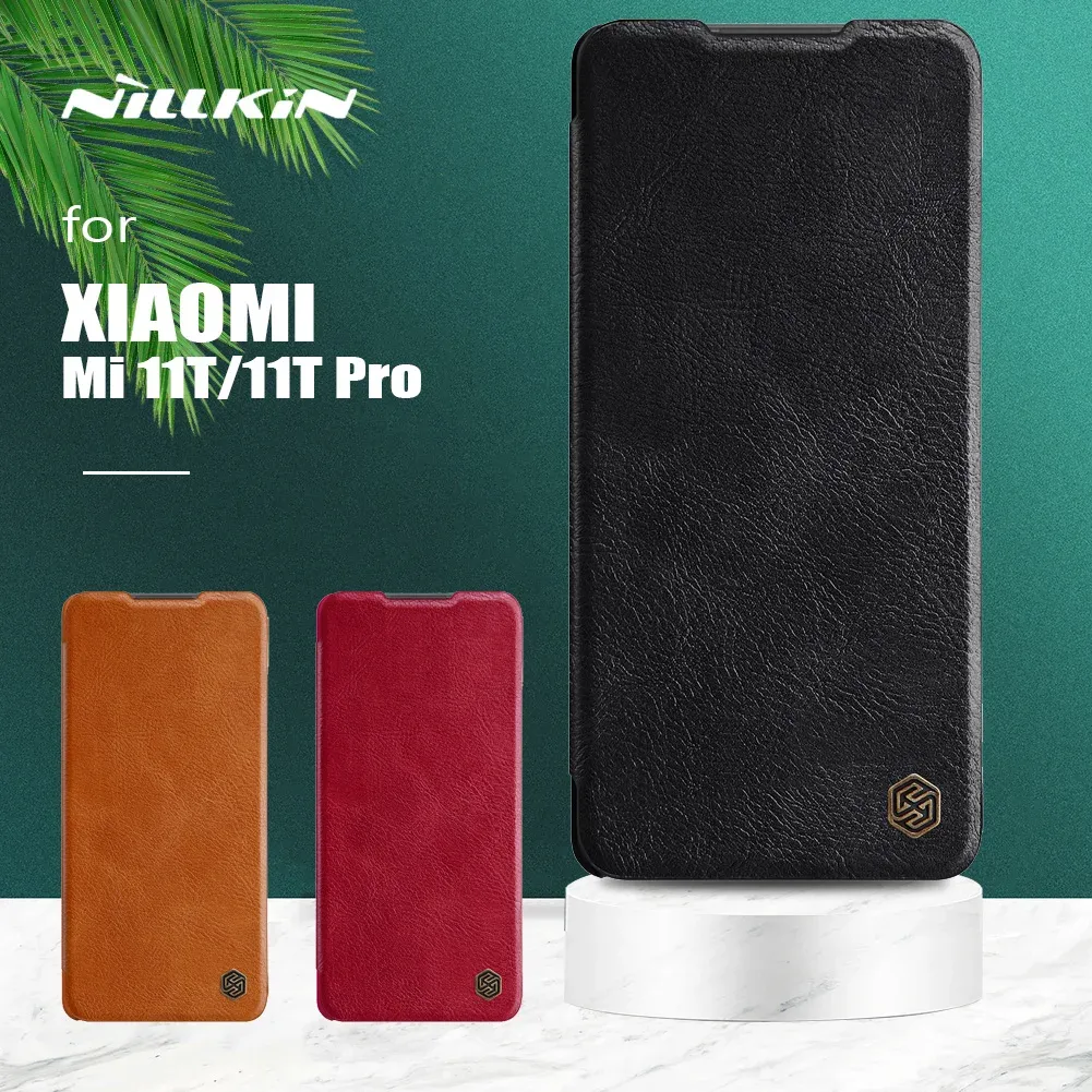 Cubiertas para Xiaomi Mi 11t Pro 5G Case Nillkin Qin Flip Flip Case de cuero Ultrathin Tarjeta trasera para Xiaomi Mi 11t Mi11t Pro